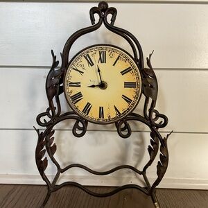 Vintage Black Iron Mantle Clock